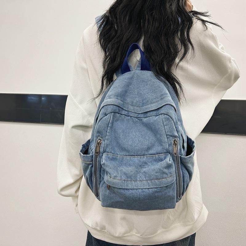 Washed Canvas Schoolbag Girl High School Student Travel Backpack