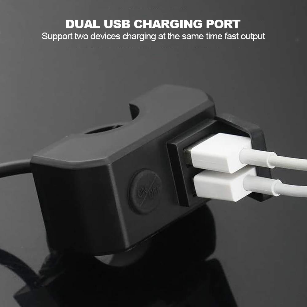 2 Usb Port Motorcycle Handlebar Charger 12V To 5V 3A Fast Charging Adapter Power Supply Socket for Phone Motorcycle Accessories