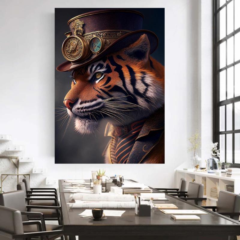 Steampunk Animals Cheetah Panda Rabbit Tiger Cat Canvas Painting Nordic Posters Print Wall Art for Living Room Home Decor