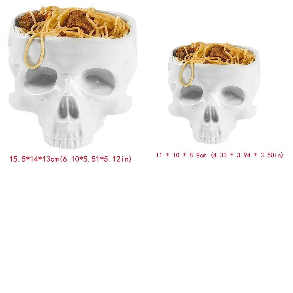 Pasta Bowl Human Skull Bowl Ornaments Tableware Ceramic Handicrafts Halloween Food Serving Bowls Dish Skull Head