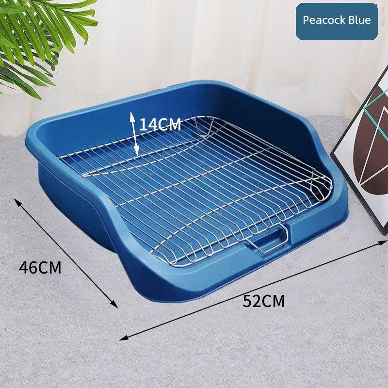 

Туалет для собак Ограждение из нержавеющей стали Большой Ненаступающий Какашки Собачий лоток Маленькие и средние собаки Моча Принадлежности для домашних животных Peacock Blue Large (52*46*14)