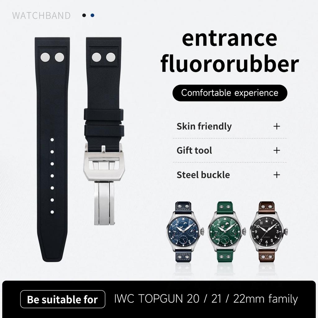 20mm 21mm 22mm Connessione Rapida Barra Gomma Morbida Fluorurubber FKM Cinturino Orologio Per Cinturino IWC Big Pilot Portofino TOP GUN