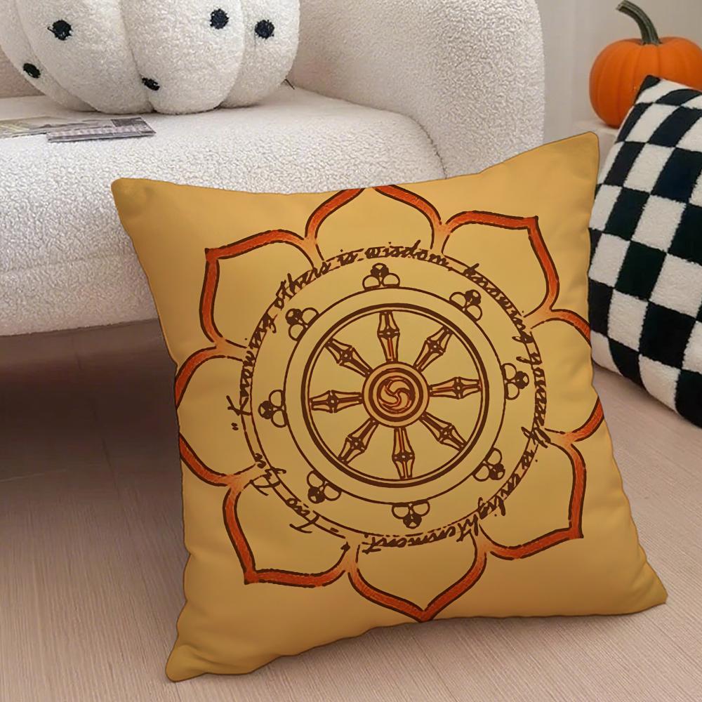 Classical traditional DDharma Wheel Cushion Cover Throw Pillow Cover Hidden Button Durable Polyester Chair Cushion