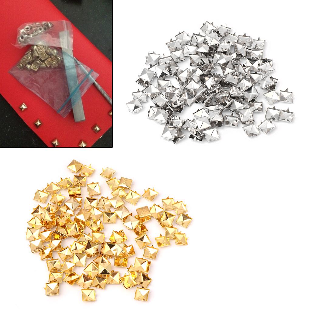 100pcs Square Rivet Metal Studs Spikes Nail Punk Shoes Belt Clothing Decor DIY