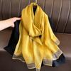 Breathable Imitation Silk Scarf Large Size Soft Silky Scarf Fashion Border Shawl  Autumn Winter