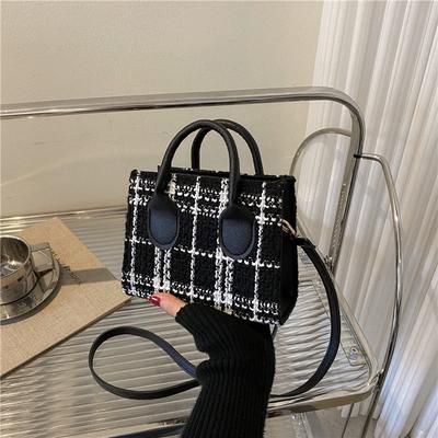 Women Mini Handbag Fashion Check Pattern Shoulder Bag Crossbody Messenger Bag Ladies Purse Exquisite Tote Bag