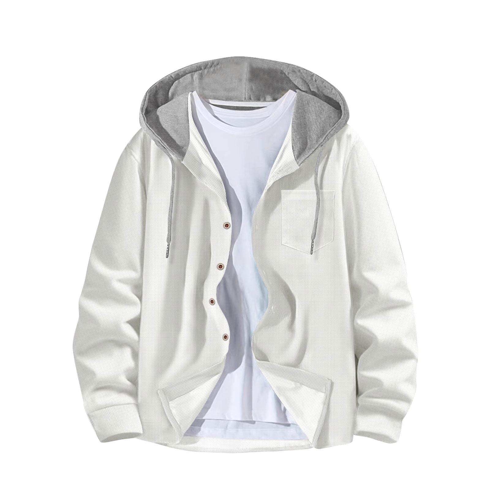 

Мужская модная повседневная куртка-кардиган с цветными блоками и пряжкой на капюшоне XL белый