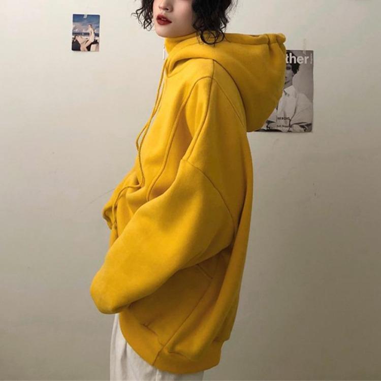 Fashion Plus Size Women's Hooded Sweatshirt Casual Loose Fleece Pullover Fake Two Pieces Top