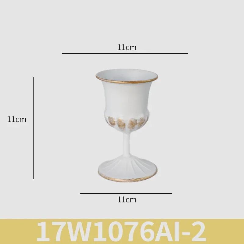 European White Iron Art Vase Florist Tall Cup Shape Flower Vase Arrangement Ornament Hotel Banquet Party Desktop Decoration