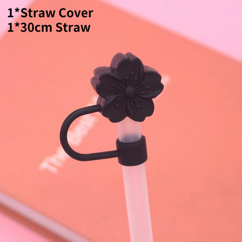 Straw Flower Silicone Cover Straw Cap Dustproof Reusable Stoppers Color Solid
