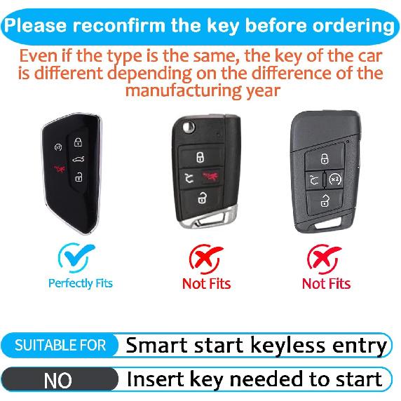 Sindeda For Volkswagen Key Fob Cover With Keychain Soft Full Protection Key Shell Key Case Compatible With VW MK8 Golf/GTI Skoda Octavia (White)