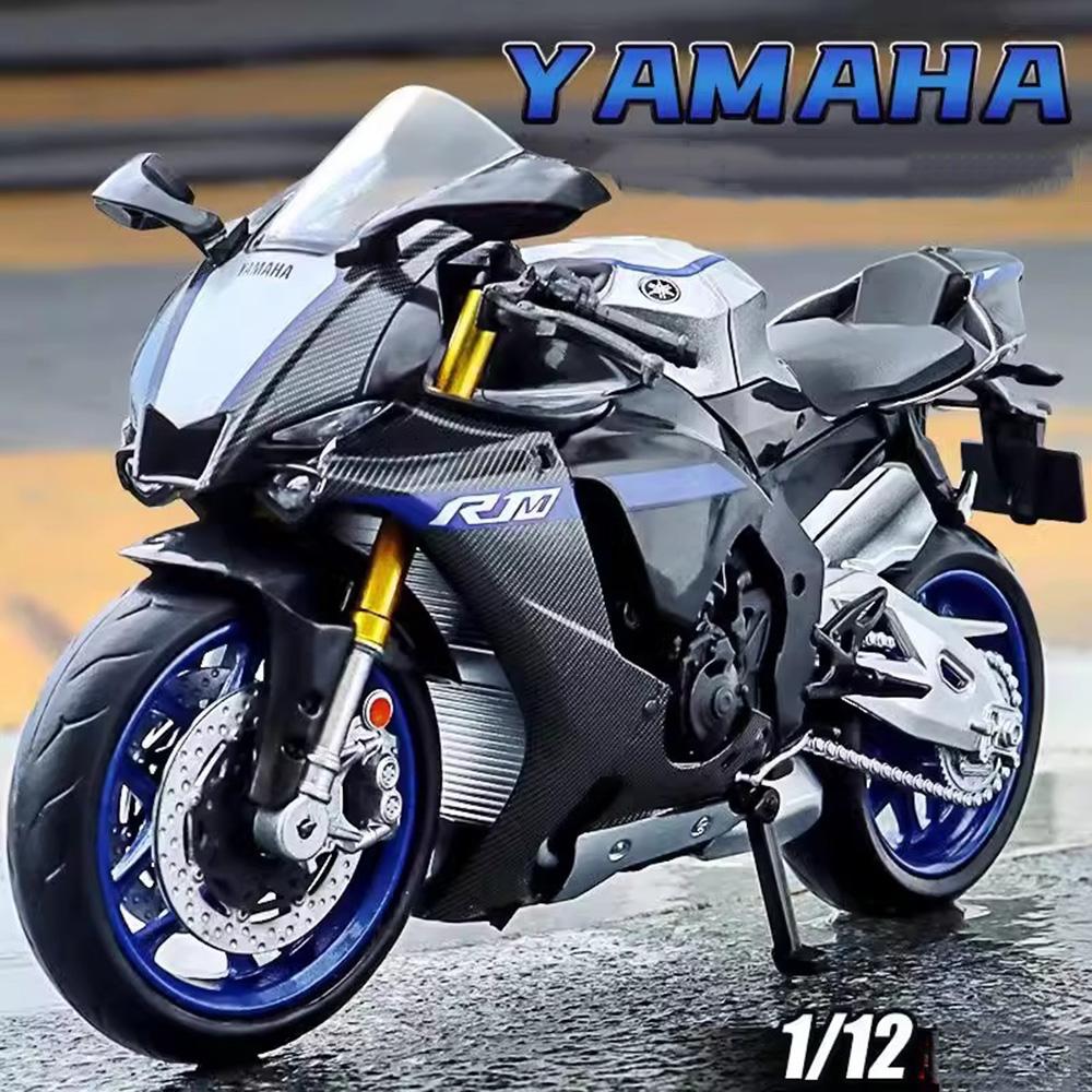 1/12 Scale Yamaha Toy Motors YZF-R1M Alloy Diecasts Motorcycle Models with Shock Absorption Front Wheel Steering Toys for Kids' Gifts