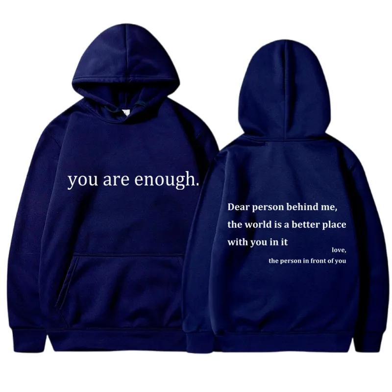 New YOU ARE ENOUGH Printed Hoodie Autumn Casual Sportswear Top Pullover Men's Hoodie Street Sweatshirt