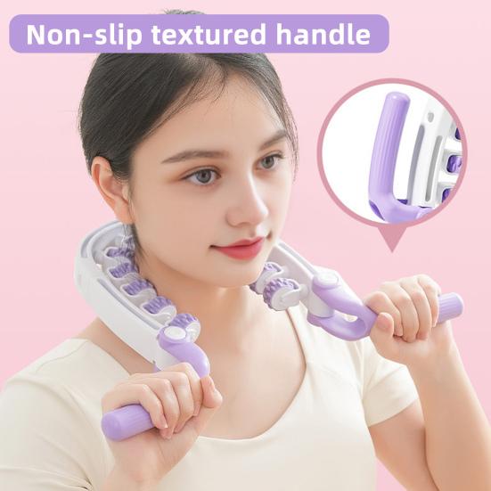 

Leg Massage Roller Anti-Cellulite Lymphatic Drainage Deep Tissue Therapy Thighs Arm Back Shoulder Muscle Relaxation Massage Tool with 12 Rollers рожевий