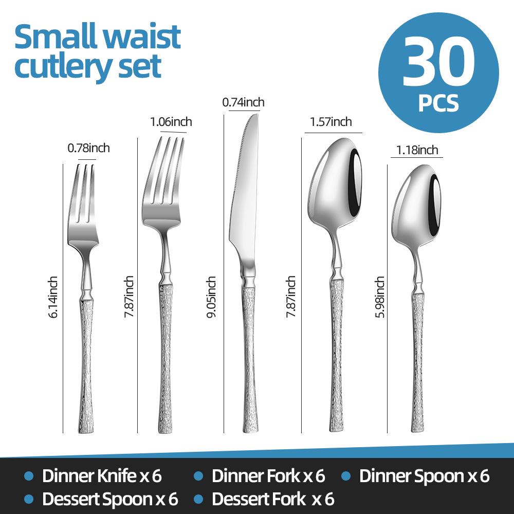 Nowoczesny Zestaw Sztućców ze Stali Nierdzewnej 2025: Kolekcja 24/30 sztuk noży, widelców i łyżek dla hoteli i restauracji zachodnich.