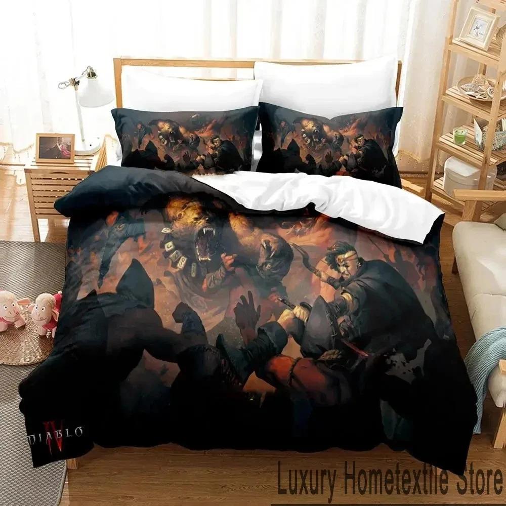 3D Print Diablo IV Game Bedding Set Duvet Cover Bed Set Quilt Cover Pillowcase Comforter King Queen Size Boys Adult Bedding