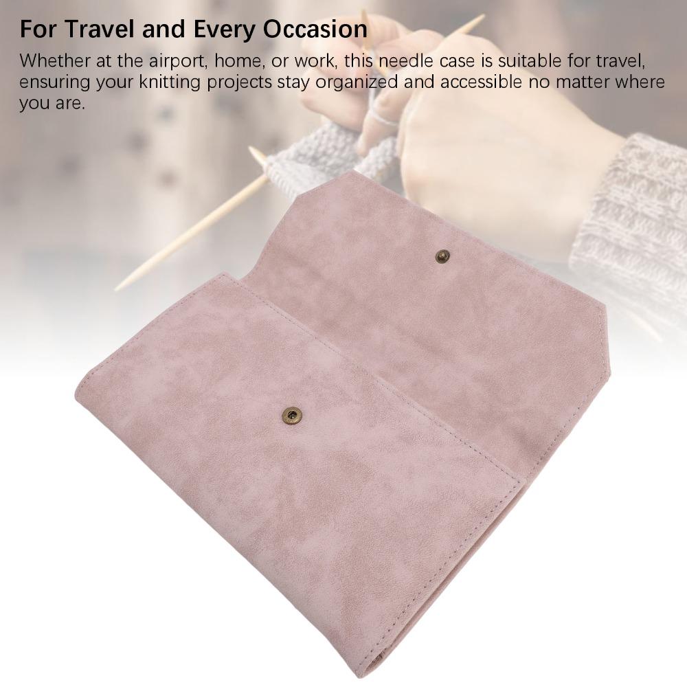 PU Leather Knitting Needle Storage Bag Roll Up Design Knitting Tool Organizer  Travel Use
