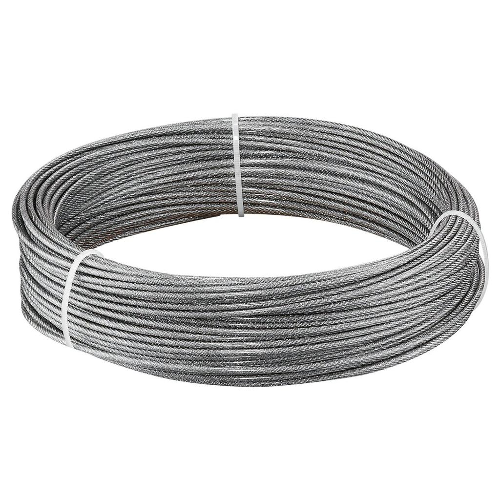 2 mm Wire Rope Kit, 35.1 m Length, 304 Stainless Steel Wire Cable, 2 kN Breaking Strength, 7 x 7 Strands Construction, Steel Cable for Deck Railing
