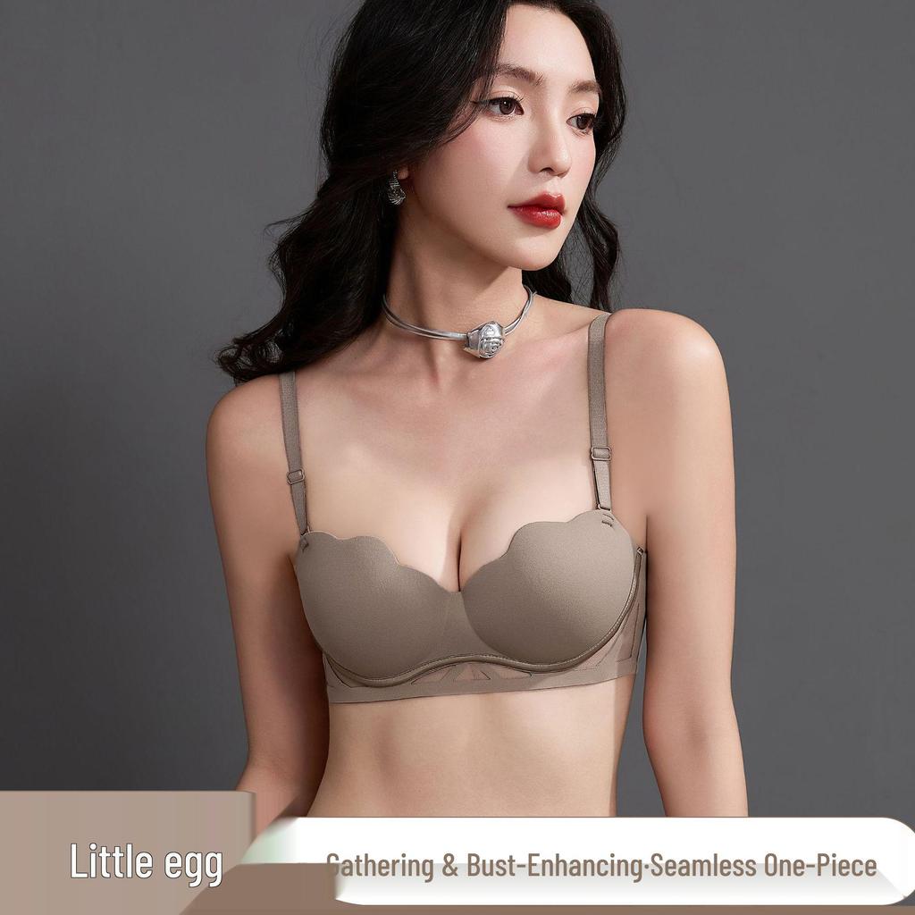 Petal Red Seamless Strapless Push-Up Bra - Anti-Sag, Breathable, Thin, Enhances Small Chest  