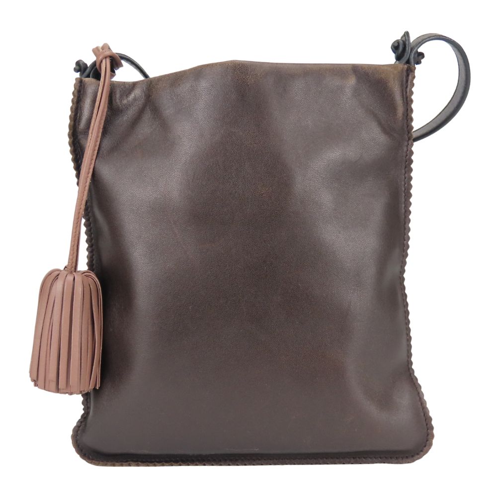 Gebrauchte LOEWE Schultertasche anagram napa Dunkelbraun Rosa Beige Fransen