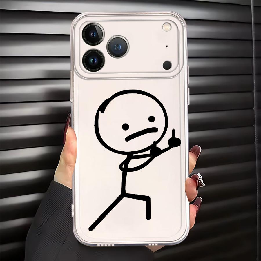 Soft Phone Cover Case for iPhone 17 Pro Max 16 14 Plus 11 7 8 XS Max Air XR 12 Mini 13 Pro 15 Cute Art Stick Figures