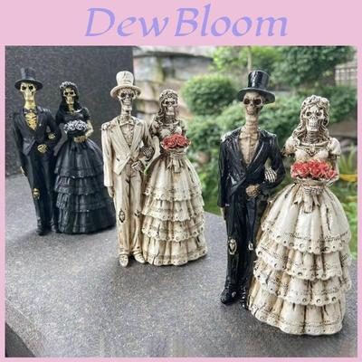 Classic Halloween Skeleton Couple Resin Figurine For Home Garden Decorative Display