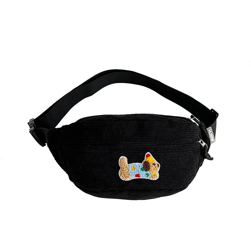 Corduroy Chest Bag Women's Cartoon Sports Waist Bag Crossbody Bag