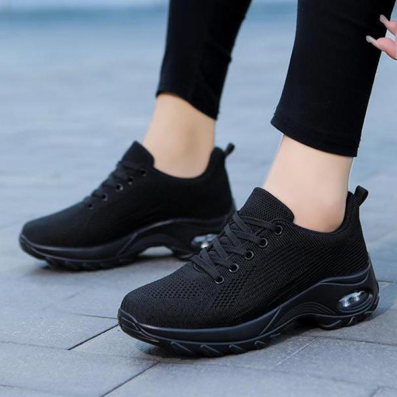 Fashion Women Casual White Sneakers Breathable Mesh Sneakers Air Cushion Shoes Women Walking Sports Lightweight Thick Sole Shoes Spring