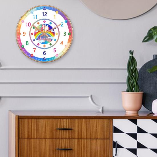 Colorful Silent Wall Clock Bedroom Classroom Playroom Teach Time Telling Skills Clock for Kids Room Decor