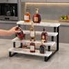 Espositore per Bottiglie in Ferro Scaffale per Liquori, Organizzatore Scaffale per Sciroppi da Caffè, 3 Gradini da Banco Decorativo per Vino per Bar Mini Armadietto, Scaffale Retrò per Casa Whiskey