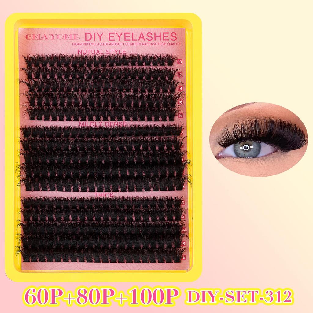 60D-100D 3D False Eyelash Set - DIY Hot Melt Dense Cluster Lashes