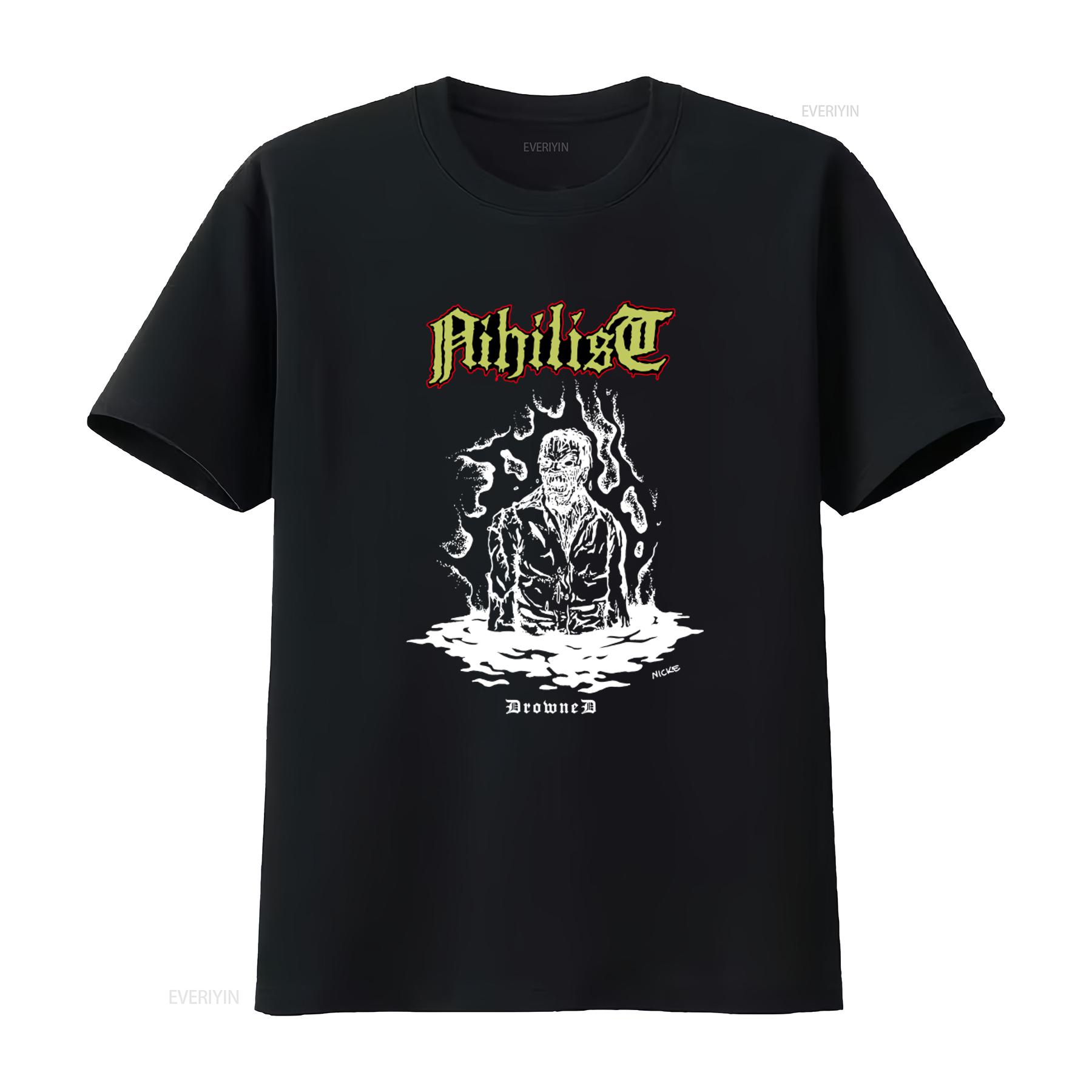 

Vintage 90s Nihilist T Shirt Large Size with Drowned Zombie Design Perfect for Retro Horror Fans vintage Washed streetwear 4XL