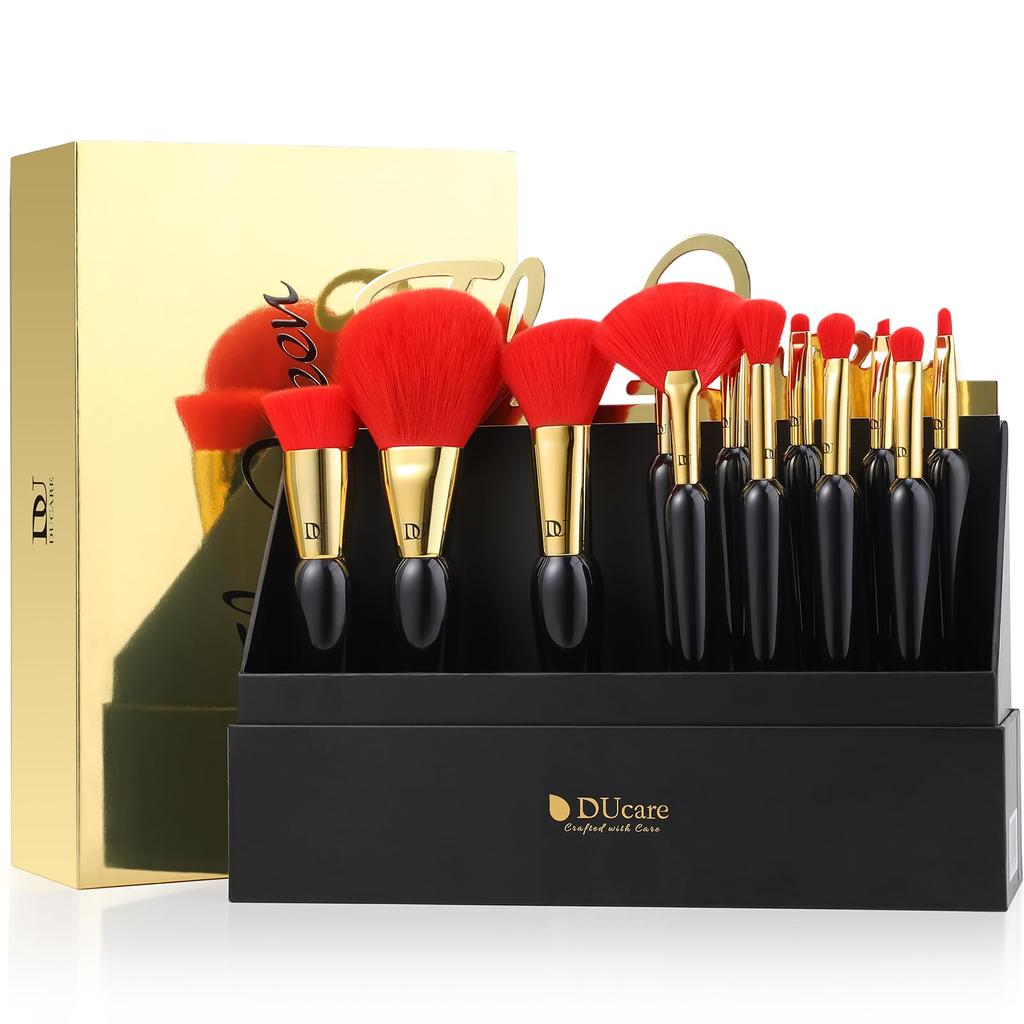 DUcare Makeup Makeup Brush Set of Storage Case Makeup High Quality Fiber Makeup Eye Shadow Cheek Face Black Brush, 12, Included, Brush, Bristle,