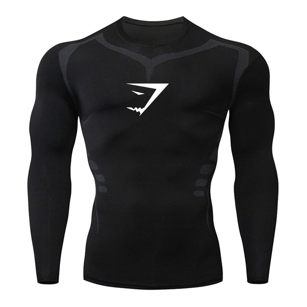 GYMSHARK Herren Schnelltrocknendes Kompressionsshirt mit langen Ärmeln - Atmungsaktive Sportbekleidung für Laufen & Fitness