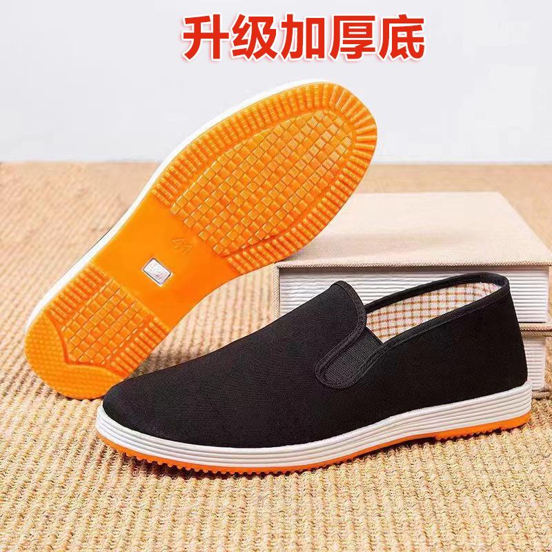 Winter herenschoenen stoffen schoenen herenschoenen ademende rundpees zool hoge top seizoen fluweel zwart katoenen schoenen