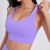 Solid Color Women Cross Back Bra Fitness Underwear Soft Fitness Sport Bra Top Gym Yoga Athletic Workout With Chest Pad