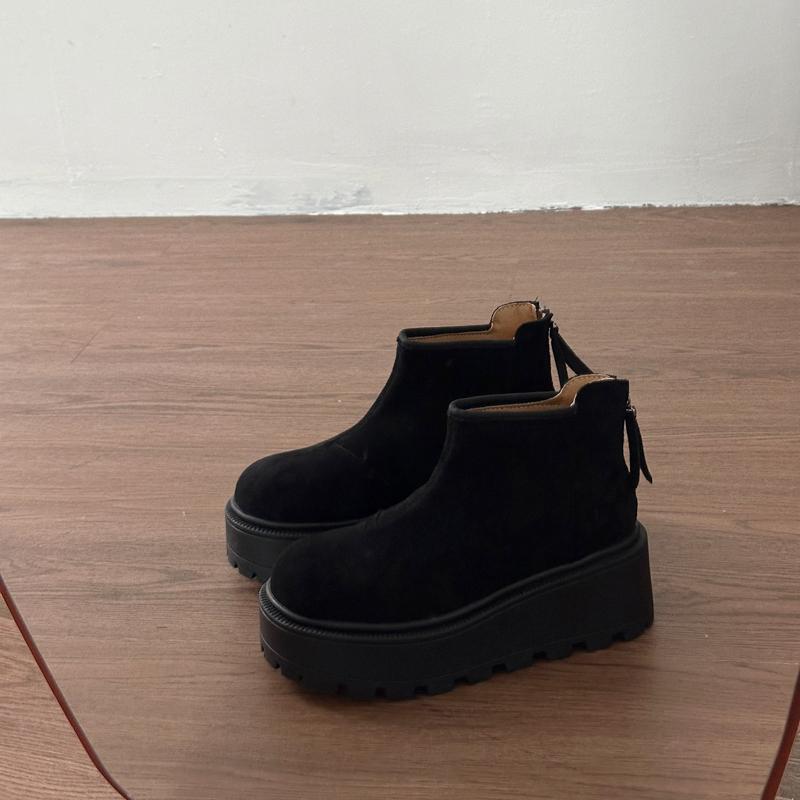 Autumn Winter Vintage Warm Cotton Women Ankle Boots Fashion Platform Height Increase Plush Short Boots botines para mujeres