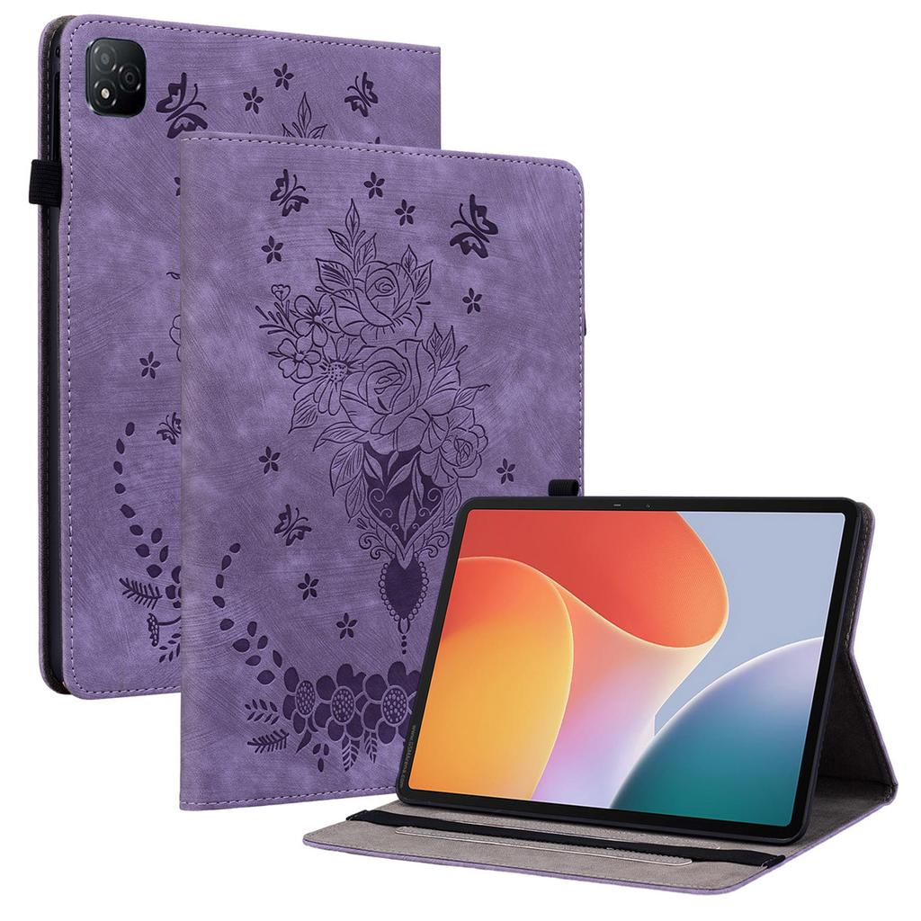 For Infinix Xpad Case Card Holder Anti-Scratch Leather Cover Rose Flower Imprint