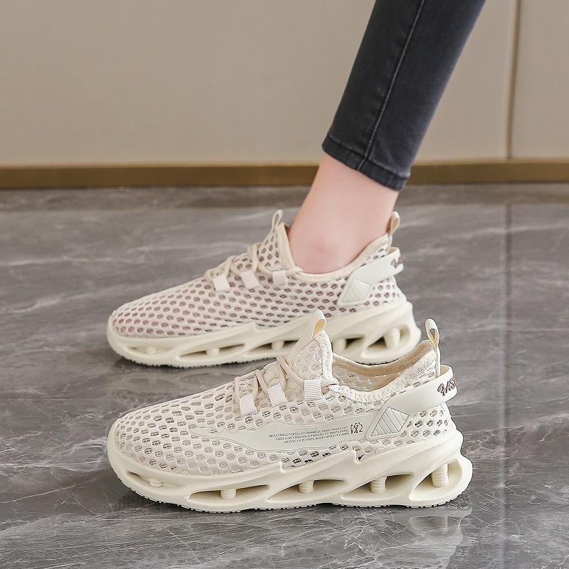 Men's Shoes Summer Sports Breathable Mesh Hollowed Casual Shoes Men's Heightening Shock Absorption Single Mesh Thin Running Tide Shoes