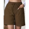 Trendy Women's Casual Drawstring  Elastic Waist Relaxed Straight Leg Shorts, Lightweight Breathable Summer Shorts for Daily Wear & Outings shorts