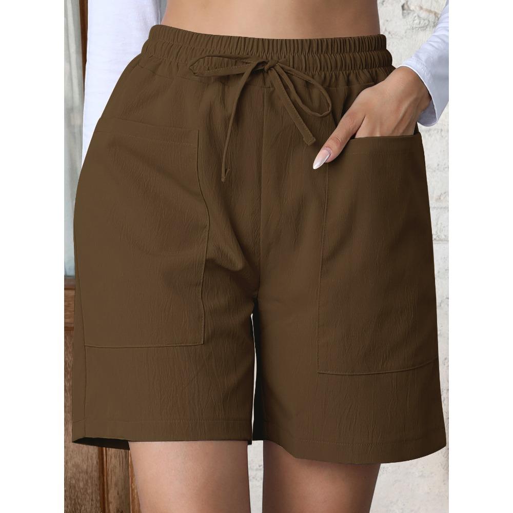 Trendy Women's Casual Drawstring Elastic Waist Relaxed Straight Leg Shorts, Lightweight Breathable Summer Shorts for Daily Wear & Outings shorts