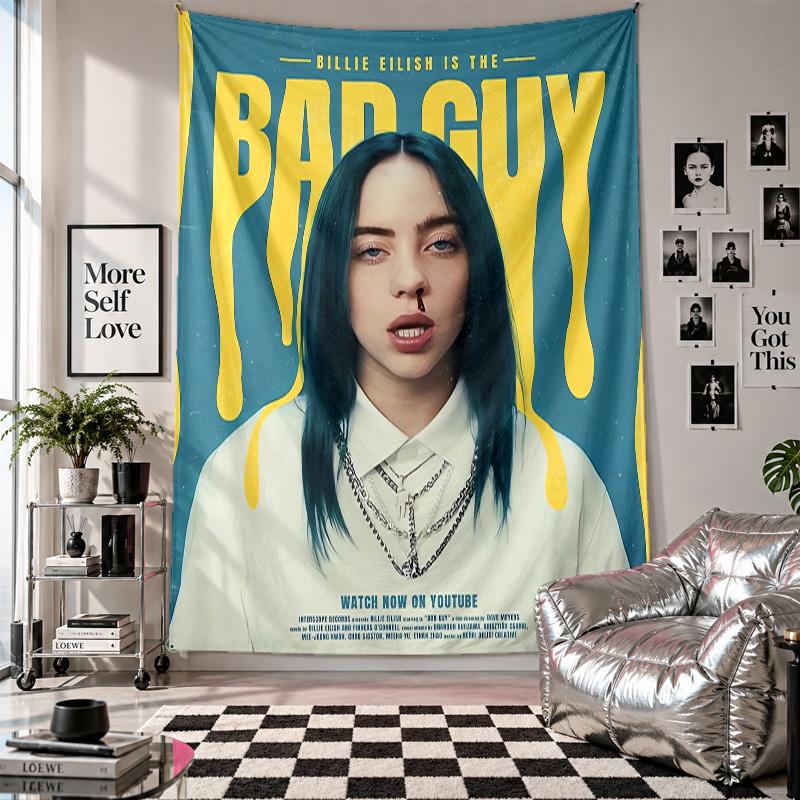 Wandbehang Billie Eilish Kunst Hängendes Tuch Dekorative Hintergrundabdeckung für Raumdekoration