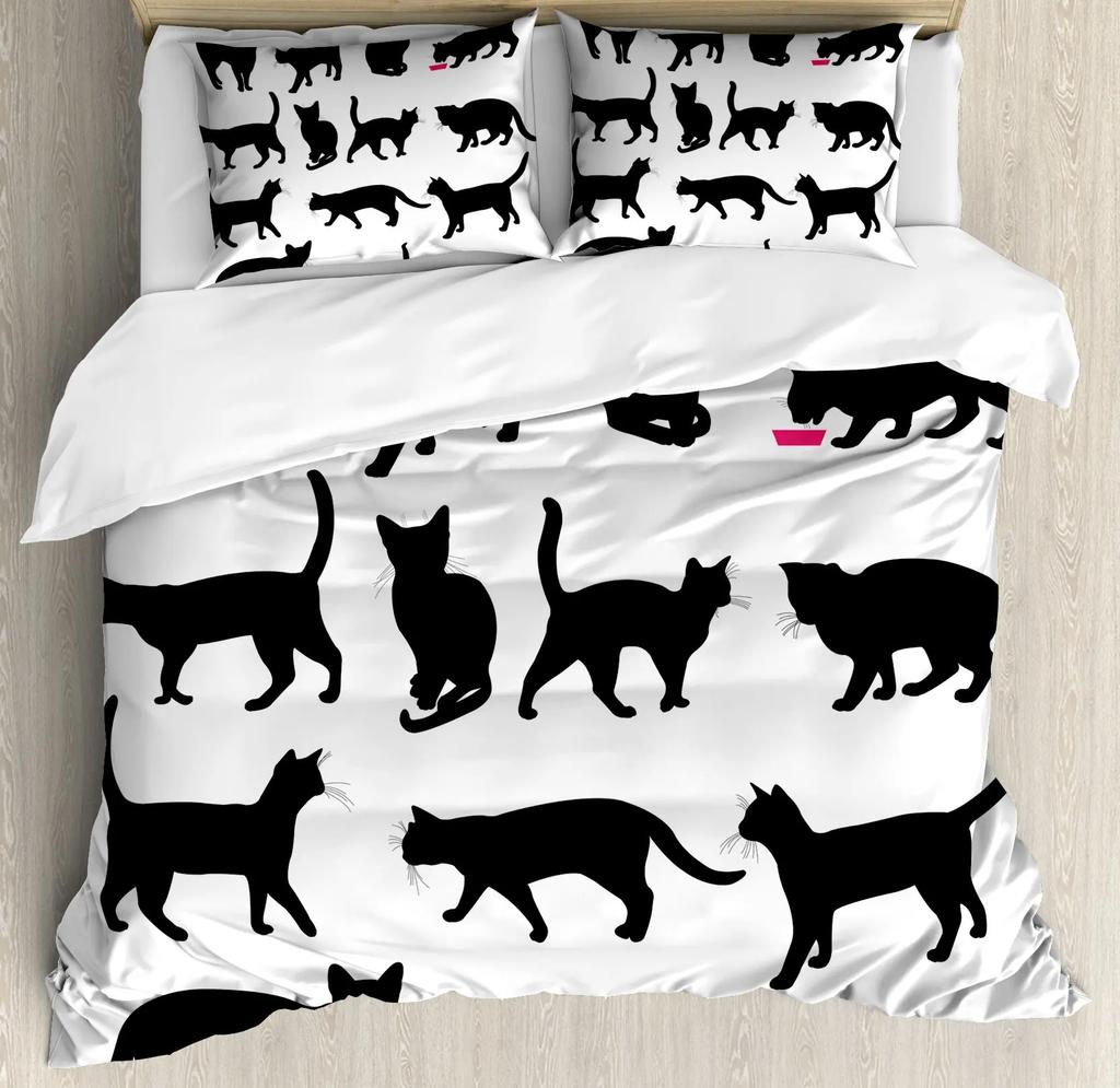 Blue Cartoon Cat Paw Print Duvet Cover For Children Boys And Girls Duvet Cover Cute Pet Cat For Bedroom Decorations Queen King