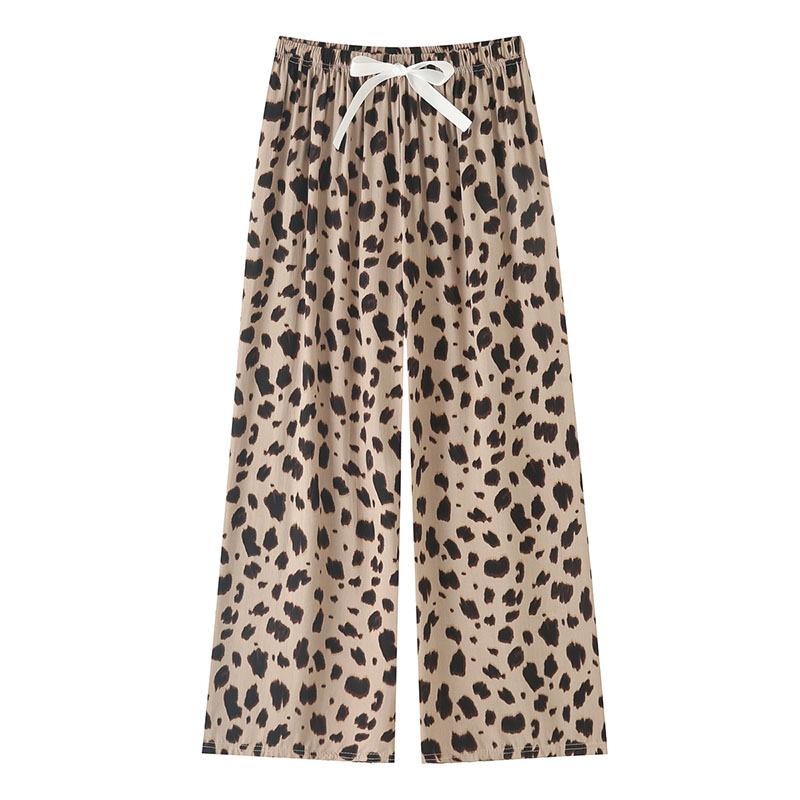 Women's Sleepy Pants Summer Printed Loose Wide Leg Pants Mom Cotton Home Casual Pants