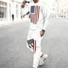 Men Torn Ripped Effect American Flag Star Print Long Sleeve Sweatshirt And Jogger Pants Two Piece Outfit