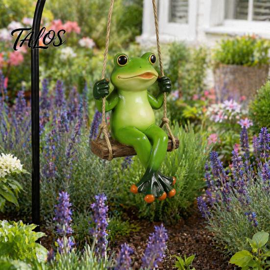 Realistic Frog Swing Statue Garden Statue, Resin Hanging Ornament, Whimsical Cute Figurine for Front Porch Yard Balcony Decoration Decorative
