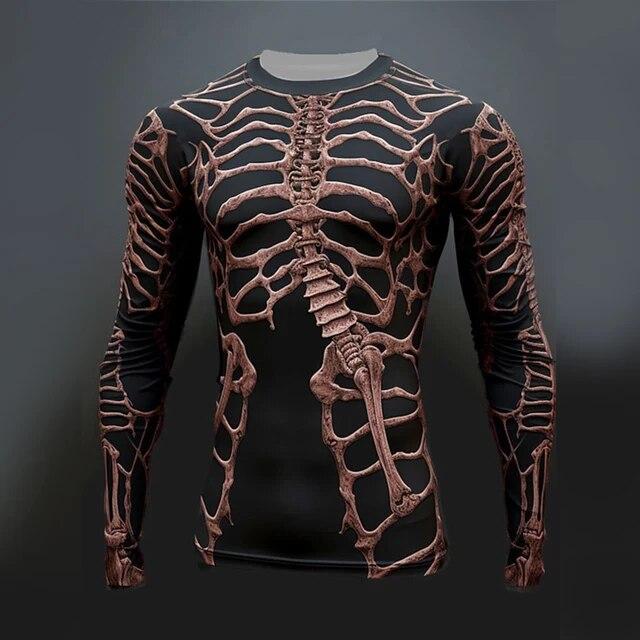 Bărbați Stradă Vintage Top supradimensionat Decolteu cu mânecă lungă Îmbrăcăminte Tendință Imprimată 3D Craniu Model Moda cu mânecă lungă Mărimea S-6Xl