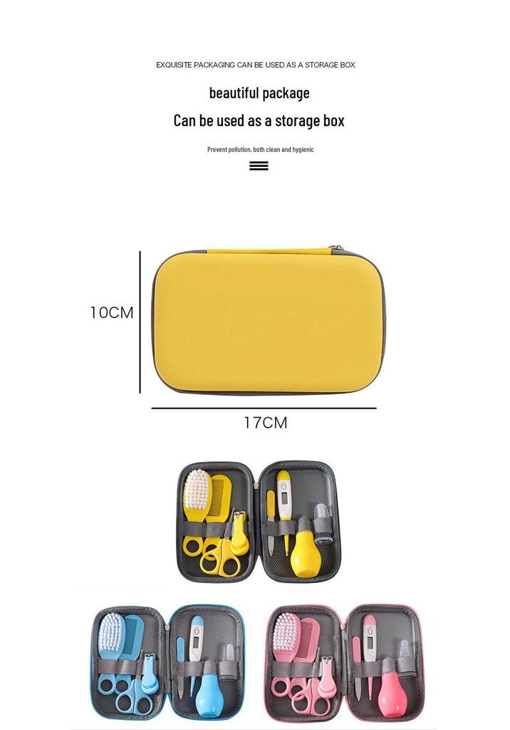 8-teiliges Baby-Nagelknipser-Set mit Kamm, Bürste, Nasensauger und EVA-Tasche
