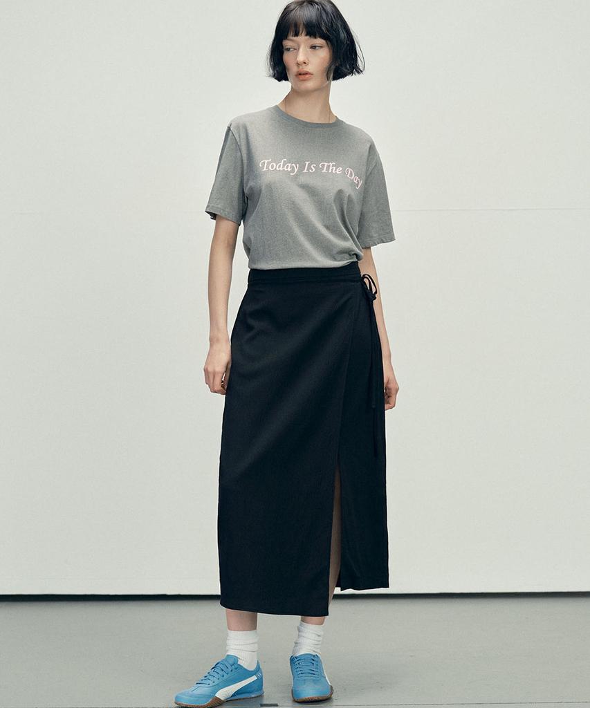 MALOUPE 3115 Crinkle Wrap Skirt (Black)