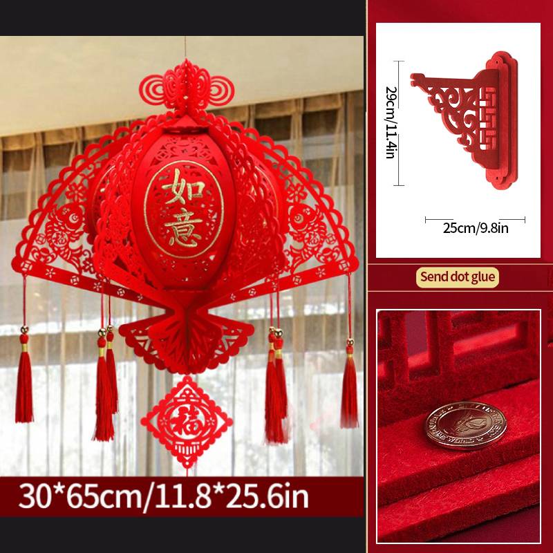 2Pcs Red Chinese Lanterns Chinese New Year Decorations Spring Festival Lantern Lucky Fu 3D Puzzle Lanterns Festival Celebration